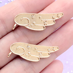 CLEARANCE Kawaii Angel Wing Bezel Tray for UV Resin Filling | Magical Girl Charm | Mahou Kei Jewelry Making (2 pcs / Gold / 11mm x 31mm)