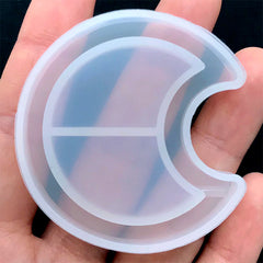 Kawaii Moon Shaker Mold | Resin Shaker Charm DIY | Shake Shake Cabochon Mold | UV Resin Jewelry Supplies (46mm x 49mm)