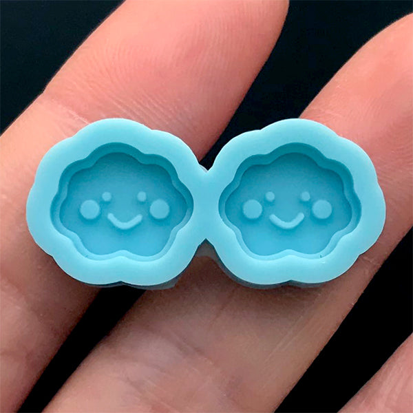 DEFECT Kawaii Cloud Silicone Mold (2 Cavity), Cute Stud Earrings Moul, MiniatureSweet, Kawaii Resin Crafts, Decoden Cabochons Supplies