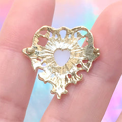 Baroque Heart Charm with Pearls and Rhinestones | Filigree Heart Pendant | Vintage Jewelry DIY (1 piece / Gold / 25mm x 22mm)