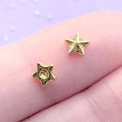 Tiny Mini Star Metal Embellishments for Kawaii Resin Art | Magical Girl Resin Inclusions | Nail Art Supplies (6 pcs / Gold / 5mm)