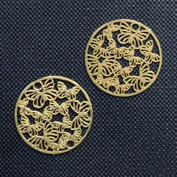 Round Butterfly Metal Bookmark for UV Resin Filling | Butterfly Circle Deco Frame | Resin Jewellery Making (2 pcs / 21mm)