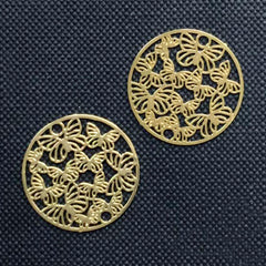 Round Butterfly Metal Bookmark for UV Resin Filling | Butterfly Circle Deco Frame | Resin Jewellery Making (2 pcs / 21mm)