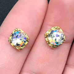 AB Clear Glass Rhinestone with Rhombus Setting | Nail Art Embellishments | Fake Gemstones | Magical Girl Jewelry DIY (2 pcs)