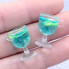 Kawaii Fruit Punch Charm | Miniature Food Jewellery DIY | Dollhouse Beverage Cabochon (2 pcs / Lemon / 12mm x 18mm)