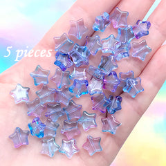 Galaxy Gradient Star Bead | Kawaii Glass Beads | Bracelet DIY | Cute Jewelry Making (Blue Purple / 5 pcs / 10mm x 9mm)
