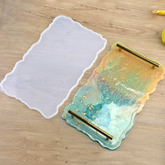 Large Rectangular Agate Serving Board Silicone Mold for Resin Art | Big Rectangle Serving Tray Mould | Geode Agate Platter DIY (345mm x 205mm)