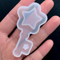 Magical Star Wand Shaker Silicone Mold | Mahou Kei Resin Shaker Cabochon Making | Kawaii Decoden Supplies (33mm x 65mm)