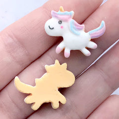 Dollhouse Unicorn Sugar Cookie Resin Cabochons | Mini Food Craft | Fake Dessert Jewelry Making (3 pcs / 23mm x 19mm)