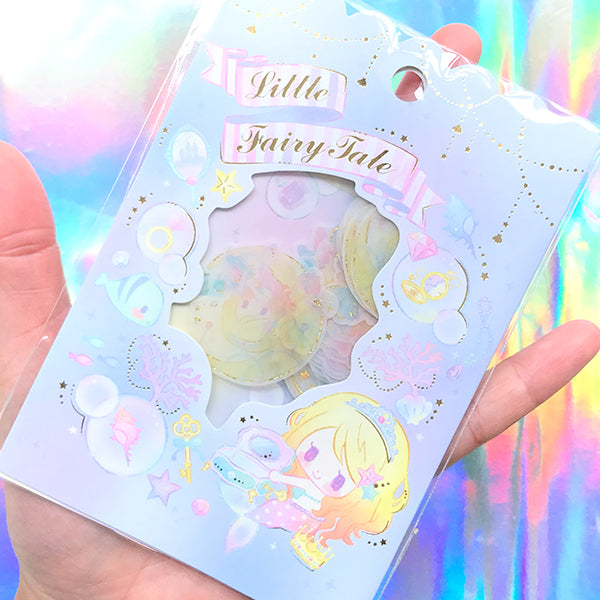 Mermaid Fairytale Sticker Flakes | Fairy Tale Deco Stickers for Planner | Kawaii Home Decor (6 Designs / 36 Pieces)