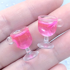 Resin Fruit Punch Charm | Miniature Food Jewelry Making | 3D Dollhouse Beverage | Kawaii Doll Drink Cabochon (2 pcs / Dragon Fruit / 12mm x 18mm)