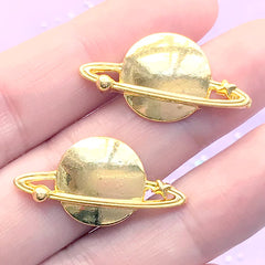 Saturn Planet Embellishments for UV Resin Art | Metal Resin Inclusions | Kawaii Astronomy Jewelry DIY (2 pcs / Gold / 28mm x 15mm)