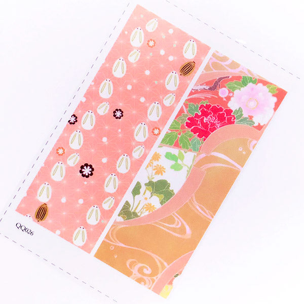 Bunny and Chrysanthemum Japan Pattern Clear Film Sheet | Wagara Embellishment for Resin Art | Resin Inclusions | Filling Materials for Resin