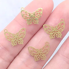 Small Butterfly Metal Bookmark Charm | Mini Deco Frame for UV Resin Filling | Resin Inclusions (4 pcs / 13mm x 11mm)