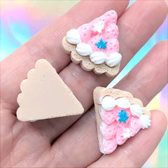 Miniature Cake Slice Cabochons | Doll Food Supplies | Kawaii Sweets Deco | Decoden Phone Case Making (3 pcs / 23mm x 24mm)