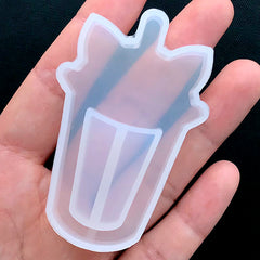 Kawaii Cat Shaped Drink Resin Shaker Cabochon Silicone Mold | Shaker Shaker Resin Charm Making | Decoden Phone Case DIY (39mm x 65mm)
