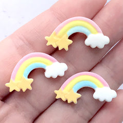 Dollhouse Rainbow Sugar Cookie Cabochons | Miniature Sweet Deco | Decoden Phone Case | Kawaii Jewellery Supplies (3 pcs / 25mm x 13mm)