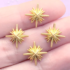 Northern Star Metal Embellishments | Astronomy Resin Inclusions | Kawaii Resin Art Deco (4 pcs / Gold / 13mm)