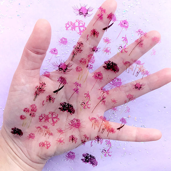 red spider lily nails Equinox Flower Clear Film Sheet for Resin Decoration | Red Spider Lily | MiniatureSweet | Kawaii Resin Crafts | Decoden Cabochons Supplies
