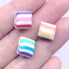 Rainbow Peppermint Candy Cabochon in Actual Size | Fake Candy Embellishments | Kawaii Food Jewelry DIY | Sweets Decoden (3 pcs / 12mm x 10mm)