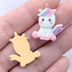 Miniature Unicorn Sugar Cookie Decoden Cabochons | Doll Food Supplies | Kawaii Sweets Deco (3 pcs / 19mm x 23mm)