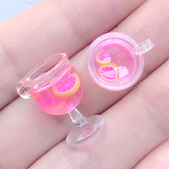 Miniature Fruit Punch Charm | Dollhouse Food Jewelry Supplies | 3D Mini Beverage | Kawaii Doll House Drink (2 pcs / Grapefruit / 12mm x 18mm)