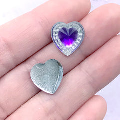 Kawaii Heart Gemstones | Mahou Kei Jewellery Making | Decoden Supplies (12 pcs / Purple / 14mm x 14mm)