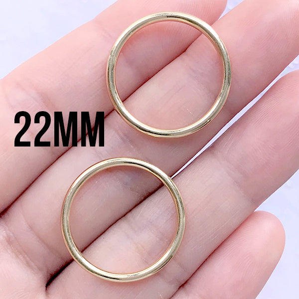 Round Open Bezel for UV Resin Filling | Circle Deco Frame for Resin Jewellery Making (2 pcs / Gold / 22mm)