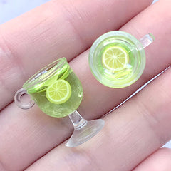 Fruit Punch Charm | Dollhouse Food Jewellery Making | Miniature Beverage Cabochon (2 pcs / Lime / 12mm x 18mm)