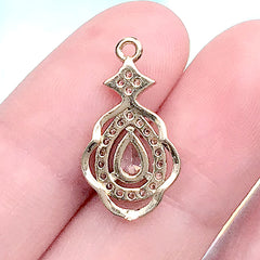 Teardrop Rhinestone Pendant | Bling Bling Rhinestone Charm | Luxury Jewelry DIY Supplies (1 piece / Gold / 11mm x 21mm)