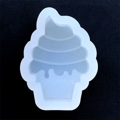 Kawaii Ice Cream with Cone Silicone Mold | Sweets Deco Supplies | Decoden Resin Cabochon Making | Fake Food Jewelry DIY (40mm x 55mm)