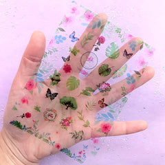 Spring and Insect Clear Film Sheet for UV Resin Crafts | Flower Leaf Butterfly Embellishments | Floral Resin Inclusion