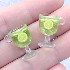 Fruit Punch Charm | Dollhouse Food Jewellery Making | Miniature Beverage Cabochon (2 pcs / Lime / 12mm x 18mm)