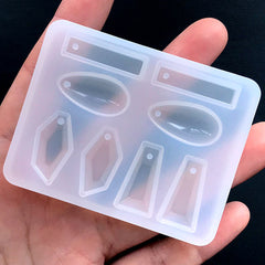 Geometric Charm Silicone Mold (8 Cavity) | Geometry Jewelry Mold | Teardrop Rectangle Gemstone Mold | UV Resin Art Supplies