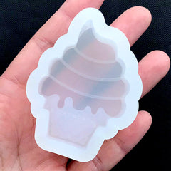 Kawaii Ice Cream with Cone Silicone Mold | Sweets Deco Supplies | Decoden Resin Cabochon Making | Fake Food Jewelry DIY (40mm x 55mm)