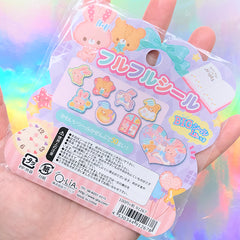 Bunny and Bear Sticker Flakes | Kawaii Animal Friend Stickers | Planner Deco Sticker | Embellishments for Scrapbook (8 Designs / 50 Pieces)