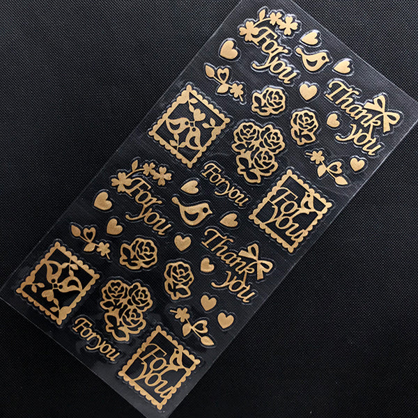 Thank You Sticker | For You Stickers | Flower Sticker | Clear Film Stickers for Resin Art | Floral Embellishments