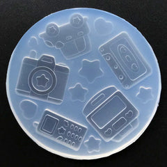 Camera Cellphone Cassette Car Heart Star Silicone Mold Assortment (12 Cavity) | Resin Cabochon Mould | Kawaii Decoden Supplies