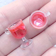 Dollhouse Fruit Punch Charm | Doll Food Jewelry DIY | 3D Miniature Beverage | Kawaii Resin Drink Cabochon (2 pcs / Strawberry / 12mm x 18mm)