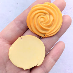 Butter Cookie Cabochons | Fake Food Jewellery Supplies | Faux Sweet Decoden | Kawaii Phone Case DIY (2 pcs / 36mm)