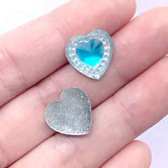 Faceted Heart Gemstones | Magical Girl Decoden Supplies | Kawaii Jewellery Making (12 pcs / Light Blue / 14mm x 14mm)