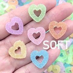 Sugar Heart Ring Candy Cabochons | Faux Jelly Candy | Fake Gummy Candies | Kawaii Food Jewelry Making (10 pcs by Random / 16mm x 15mm)