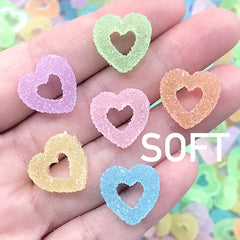 Sugar Heart Ring Candy Cabochons | Faux Jelly Candy | Fake Gummy Candies | Kawaii Food Jewelry Making (10 pcs by Random / 16mm x 15mm)