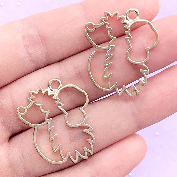 Hedgehog Open Bezel Charm | Porcupine Deco Frame for UV Resin Filling | Kawaii Resin Jewellery DIY (2 pcs / Gold / 23mm x 27mm)