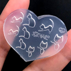 Mini Cat Silicone Mold (9 Cavity) | Tiny Animal Mould | Kawaii Resin Shaker Bits DIY | UV Resin Craft Supplies | Nail Deco
