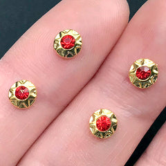 Glass Rhinestone Embellishment | Nail Art Charm | Bling Bling Decoration for Resin Jewellery Making (4 pcs / Red / 5mm)