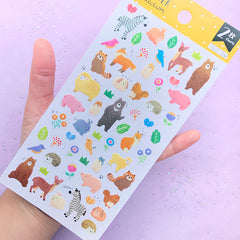 Cute Forest Animal Stickers | Zebra Deer Bear Fox Bird Rabbit Squirrel Pig Porcupine Hamster Sticker | Kawaii Planner Stickers (2 sheets)