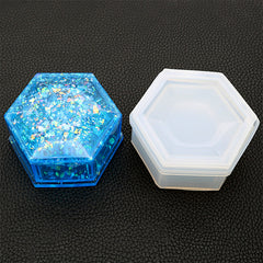 Hexagon Storage Box Silicone Mold | Make Your Own Trinket Box | Epoxy Resin Craft Supplies | Kawaii Home Decor DIY (83mm x 73mm)