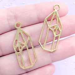 Pointed Crystal Open Bezel Charm | Quartz Shard Deco Frame for UV Resin Filling | Kawaii Jewelry Making (2 pcs / Gold / 14mm x 34mm)