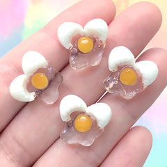 Miniature Egg Cabochons | Doll Food Supplies | Faux Food Jewelry DIY | Stud Earrings Making (4 pcs / 17mm x 16mm)